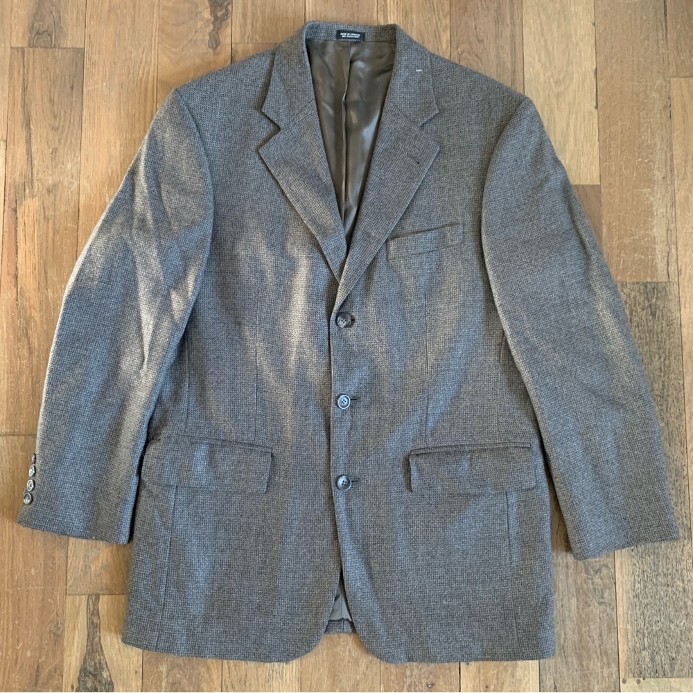 Oscar de la Renta Gray Men's Size 40R Blazer Designer Lambswool Cashmere Jacket